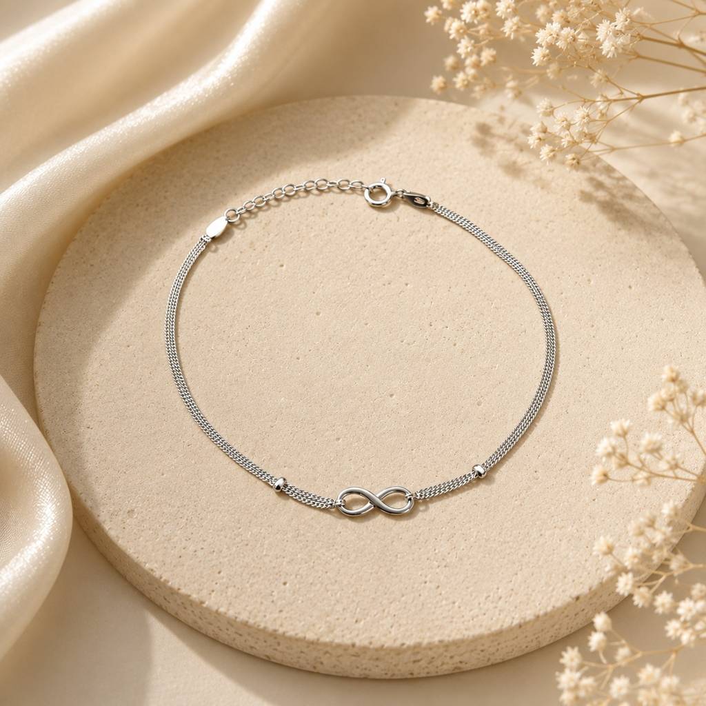 Silver Infinity Charm Anklet : AN03210