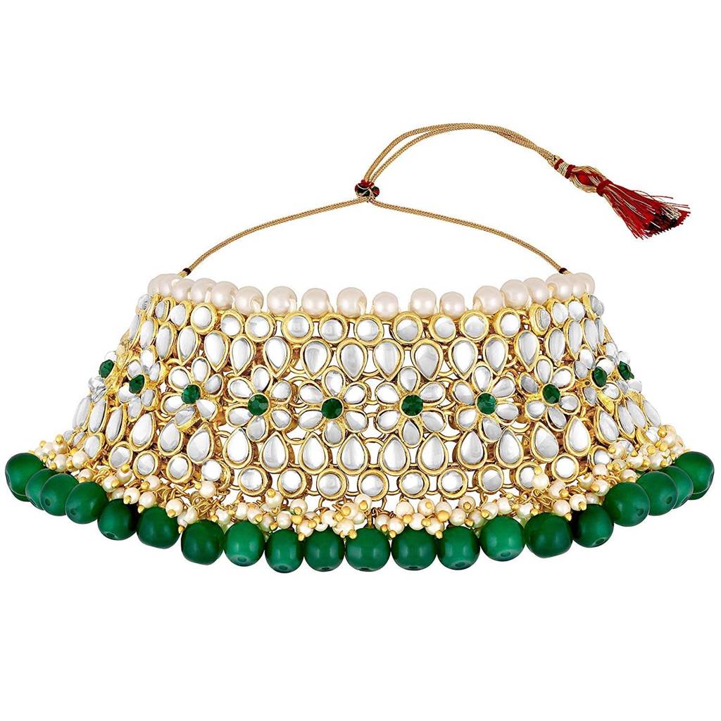 Peora Wedding Kundan Faux Pearl Choker Necklace Earring Traditional Jewellery Set For Women : PF25N1161G