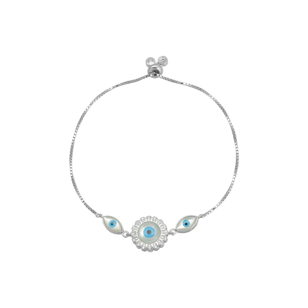 Sterling Silver Evil Eye Protection Bracelet : BRS049