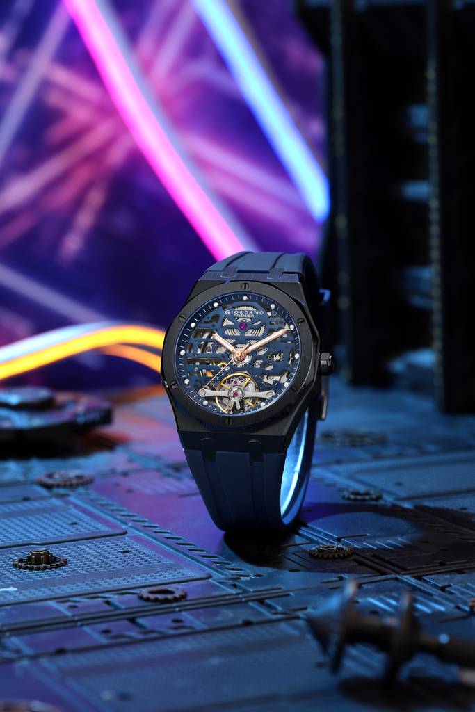 Premier Phantom Collection Automatic Watch For Men With Skeleton Round Dial, Luminous Hands And Markers, Silicon : GZ-50224-04
