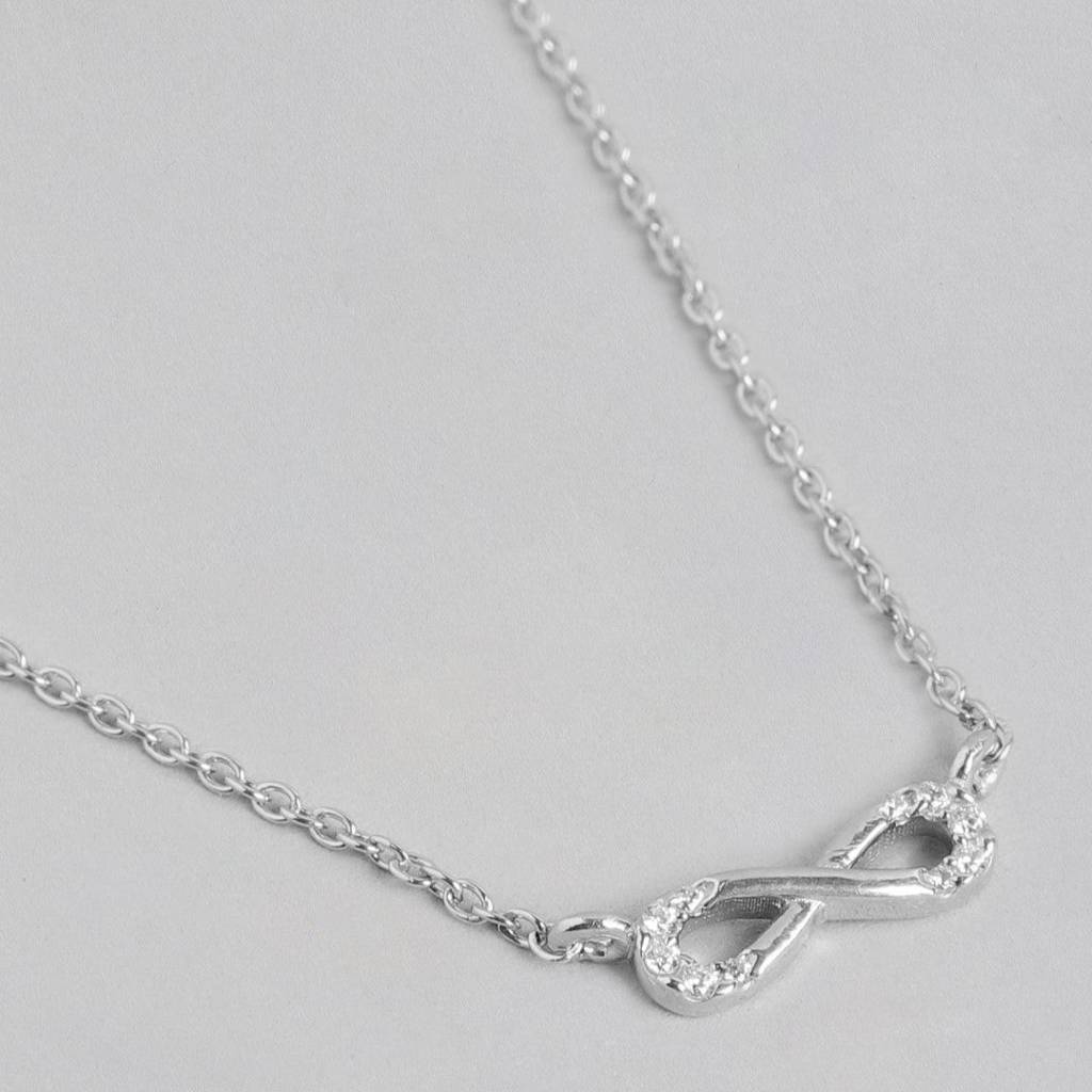 Eternal Radiance Rhodium-Plated Cz 925 Sterling Silver Infinity Necklace : NL-30184-R