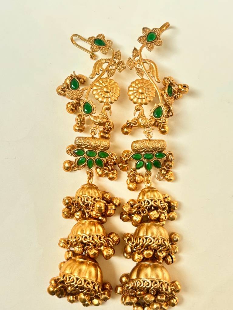 Kashmiri Drop Earrings Jhumkas : VI26EROX100362