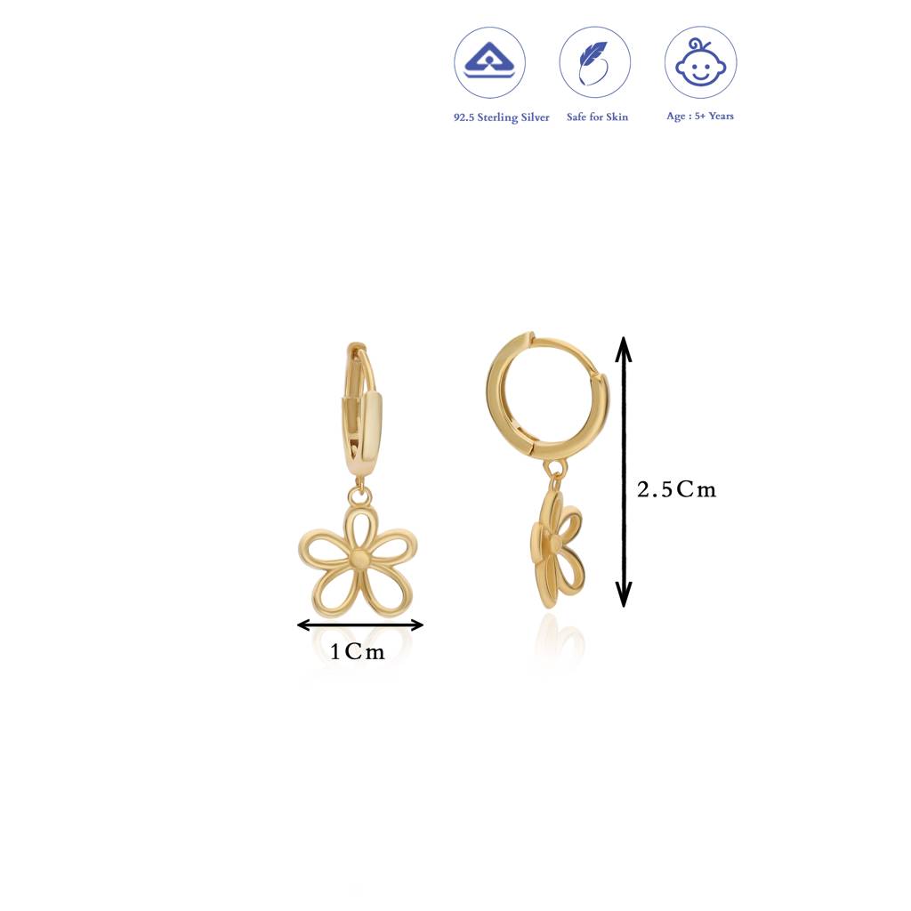 Flower Joy 18K Gold Polish Silver Hoop (5+ Yrs) : KH-19
