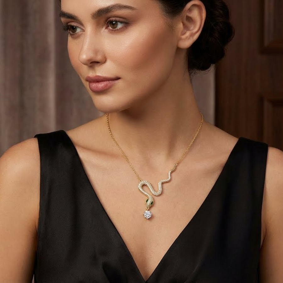 Dainty Snake Pendant Necklace For Women – Elegant Minimal Snake Design With Sleek Modern Finish | Premium Contemp : 6956550090