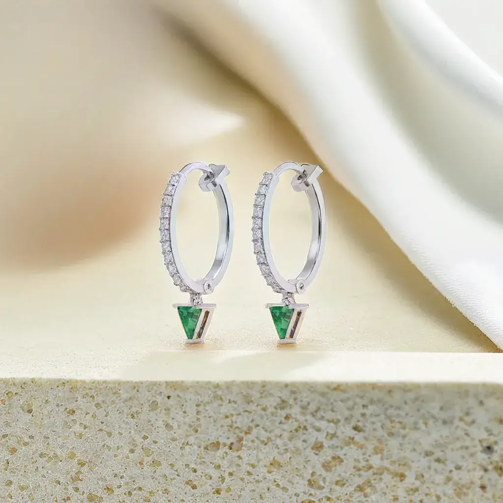 Radiance Huggies - Emerald Earrings : LLER0133