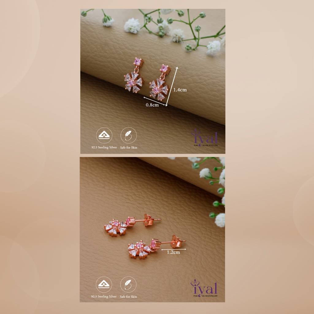 Charming Snow Flake Shine 925 Silver Drop Earrings : ED-16