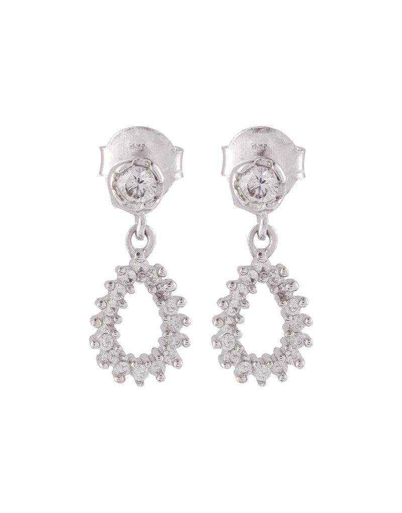 Sterling Silver Teardrop Crystal Earrings : ER-40021-R
