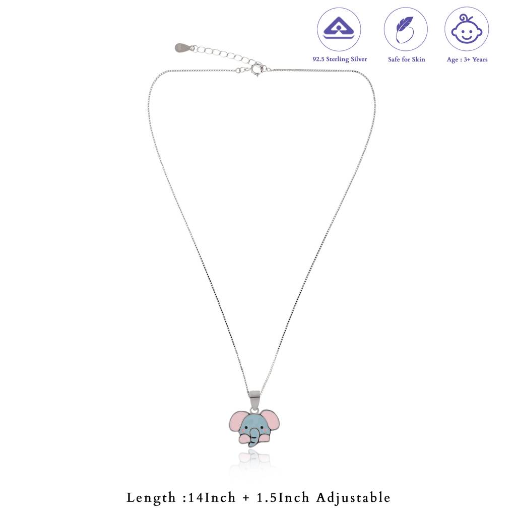 Twinkle Elephant 925 Silver Kids Chain Pendant (3+ Years) : KPT-4