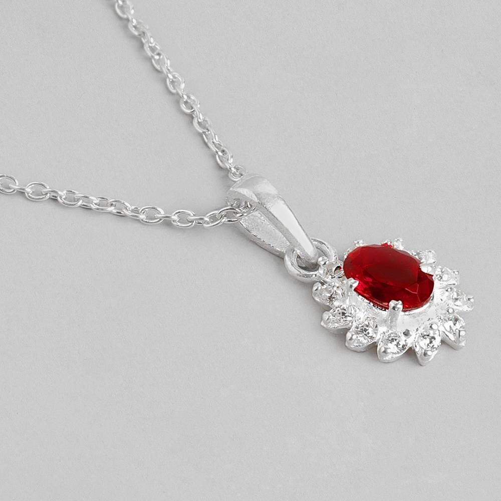 Silver Sparkling Red Zircon Necklace : Silver Sparkling Red Zircon Necklace : Silver Sparkling Red Zircon Necklace : Z12