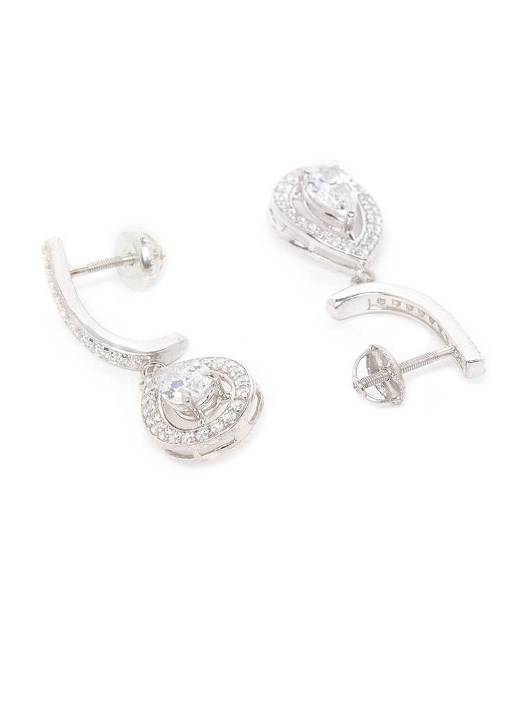 925 Sterling Silver Swiss Zirconia Dangle & Drop 
Adele Earring With Screw Back Gift For Women And Girls : CSWZHDE23