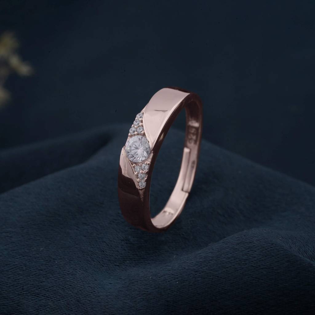 Rose Gold Criss Cross Band Ring For Her : ZLCPLR-1011-WR