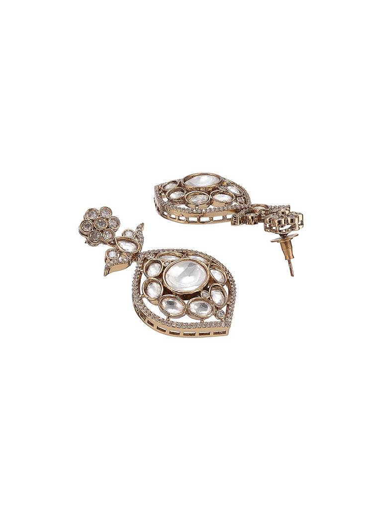 Gold Toned Kundan Uncut Polki Jadau Bridal Statement Jewellery Set : SJNK2899