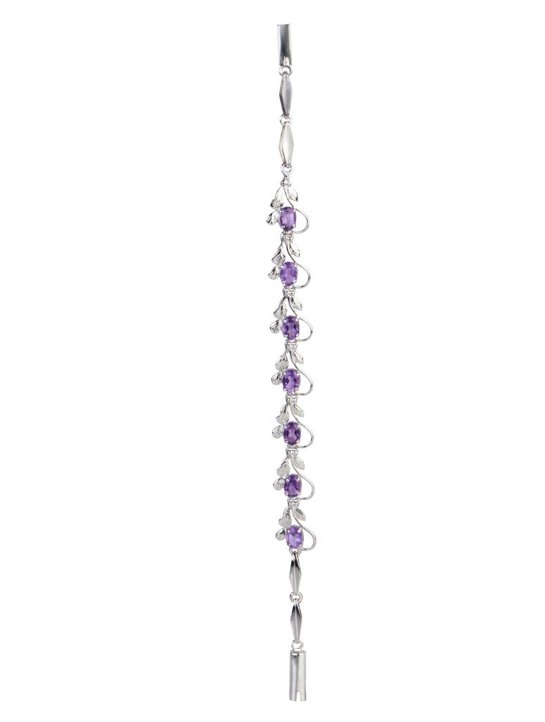 925 Sterling Silver Amethyst Bracelet For Women | Gemstone Bracelet | Handmade Silver Jewelry | Elegant Daily Wear G : FU-1140