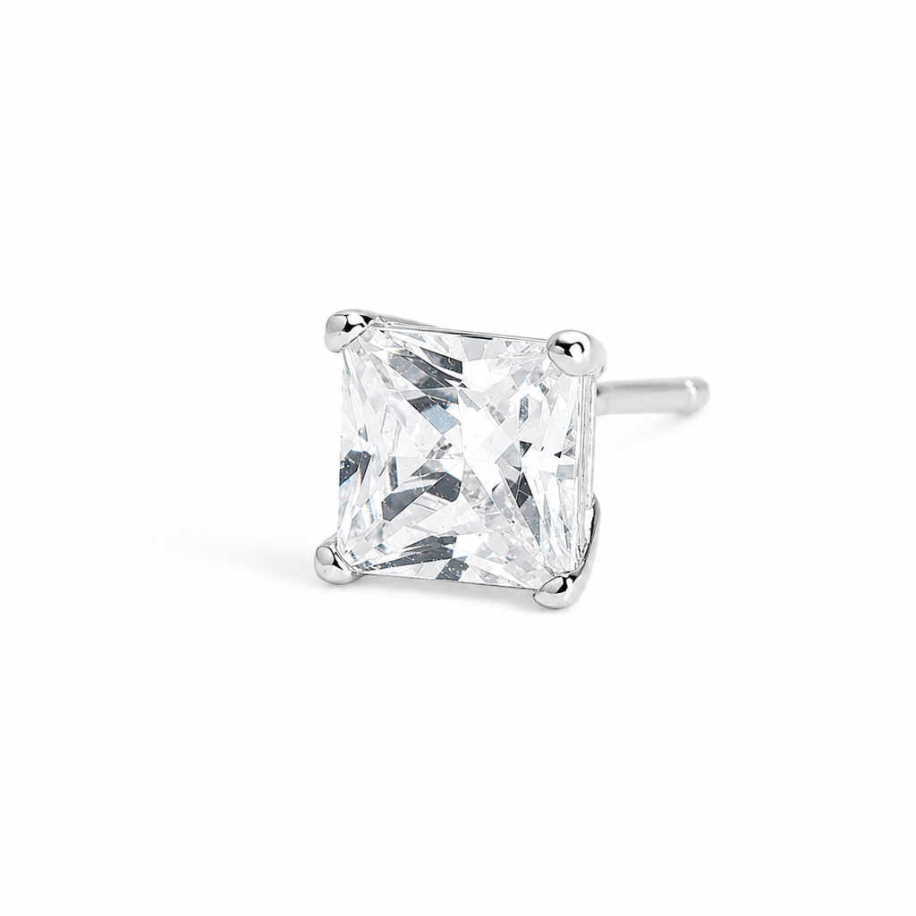Silver Royal Square Crystal Earrings : WER00104