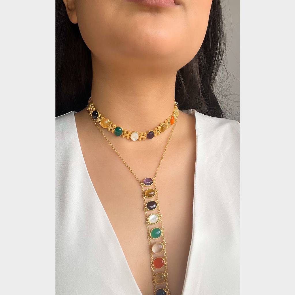 Power Within Navratan Lariat Necklace : SN701