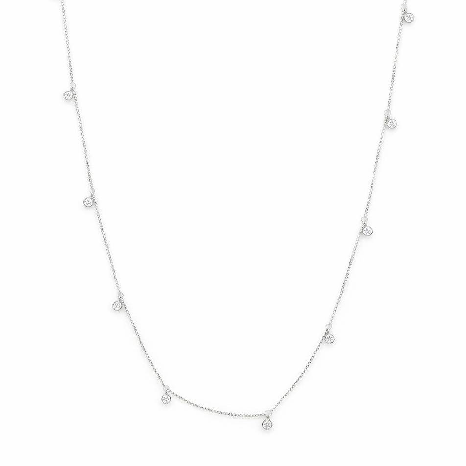 Stardust Line Rhodium Plated 925 Sterling Silver Waist Chain : WC-10017-R-40-INCH