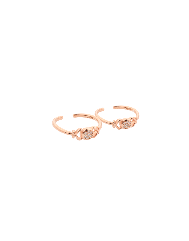Designer Toe Rings With Cz Stones – Rose Gold Finish : TR-90007-RG