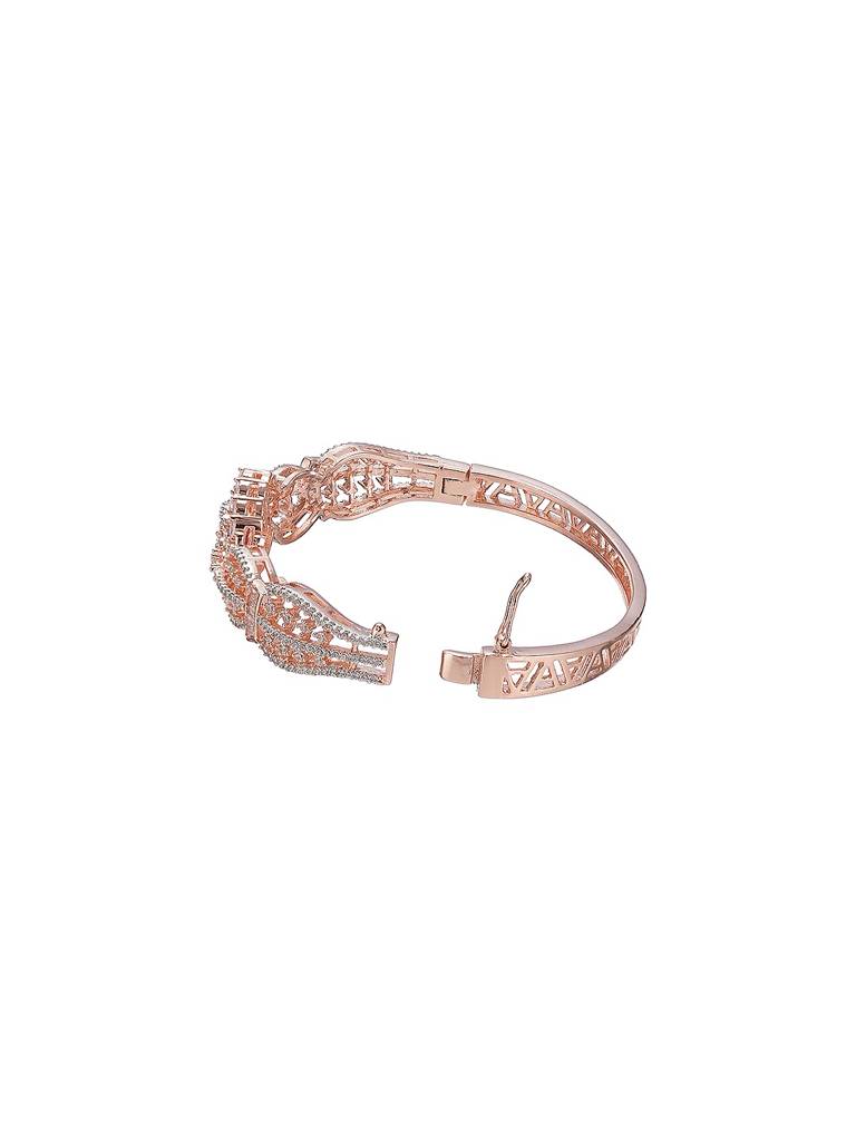 Rose Gold Plated Red Ruby Ad Zircon Designer  Quirky Kada Bracelet : SJBR2931
