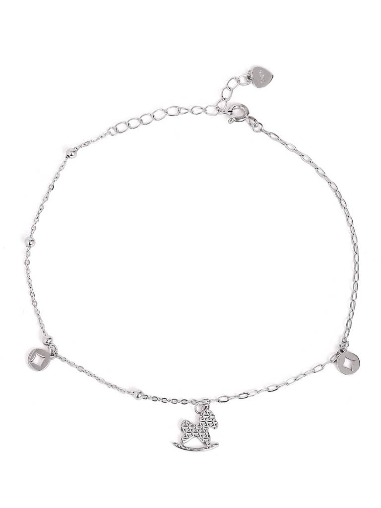 Silver Glow Pony Link Adjustable Anklet : WAN00034