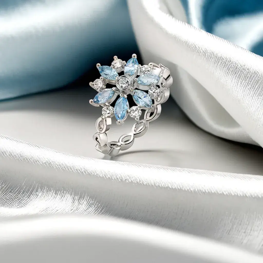 Frosted Flare Snowflake - Lab Diamond Fashion Ring : LLRG0107