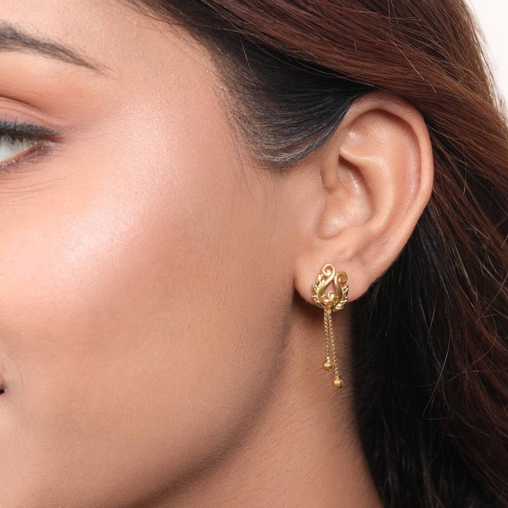 Nature'S Splendor 925 Sterling Silver Gold-Plated Flower & Leaf Earrings : EAR-20797-G