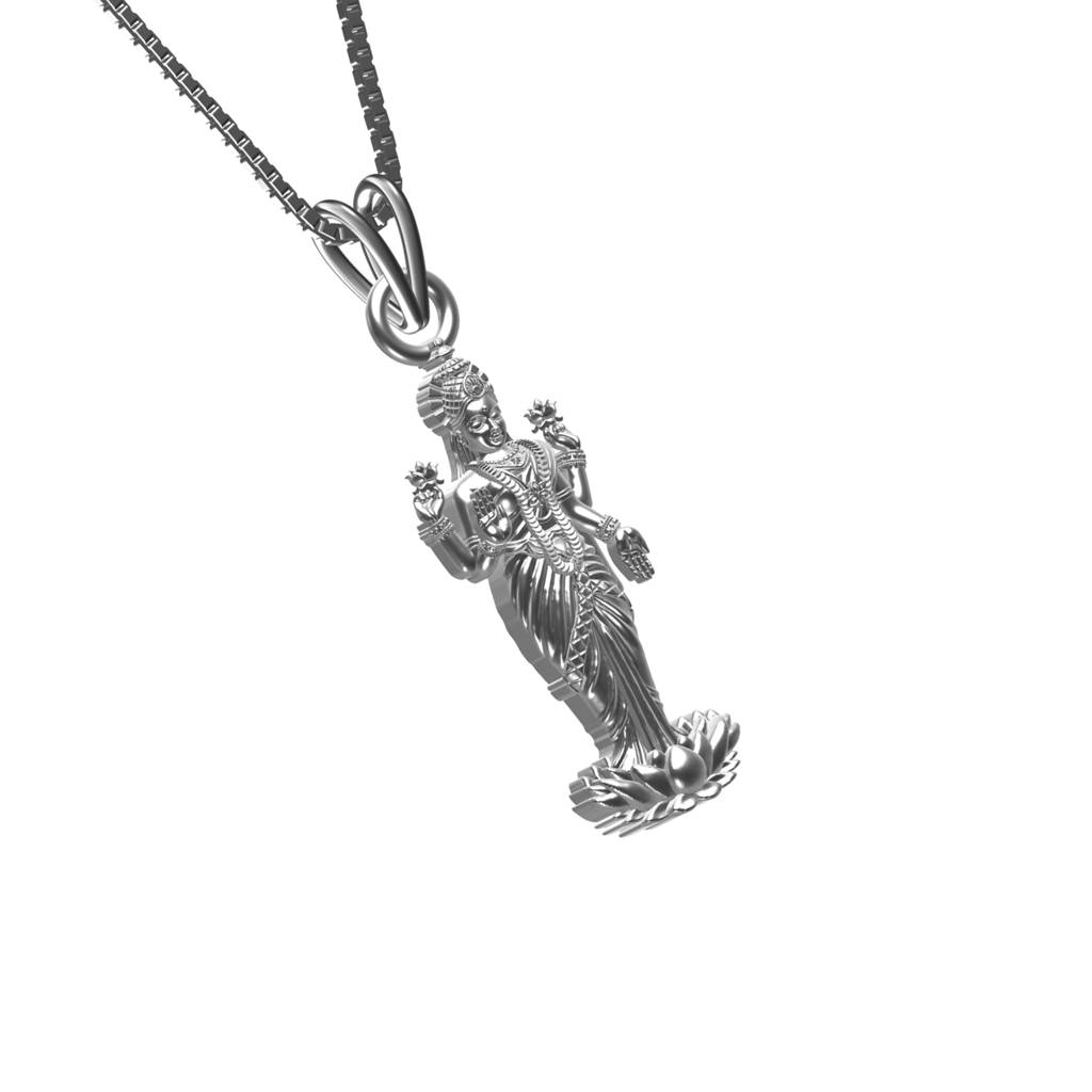 Silver Mata Dhanlaxmi Devi Pendant : ZLGDP-1046