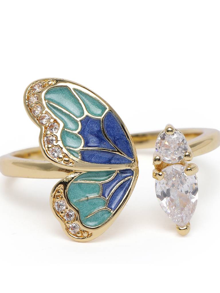 Blue Butterfly Cz Ring : AVRI10008