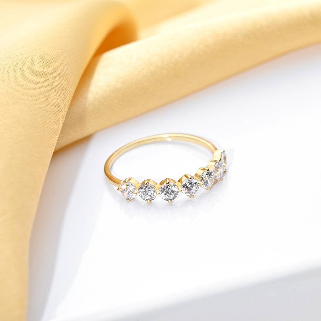Golden Glow Cz Studded Gold Plated 925 Sterling Silver Ring : RNG-40178