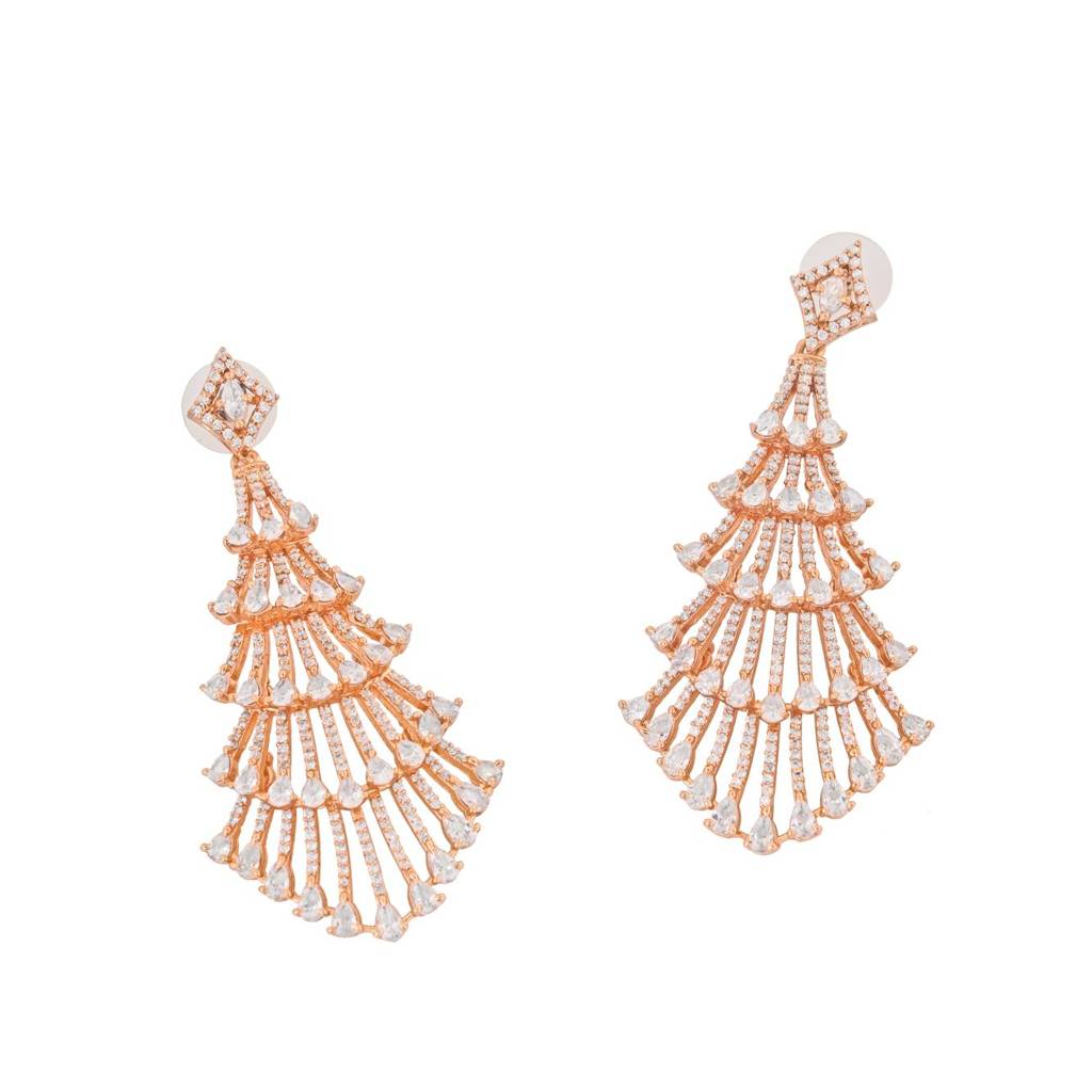 Estele Rose Gold Plated Cz Sparkling Earrings For Women