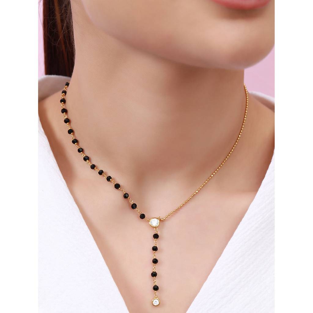 Elegant Cz Gold-Plated 925 Sterling Silver Mangalsutra : MGS-10085-G