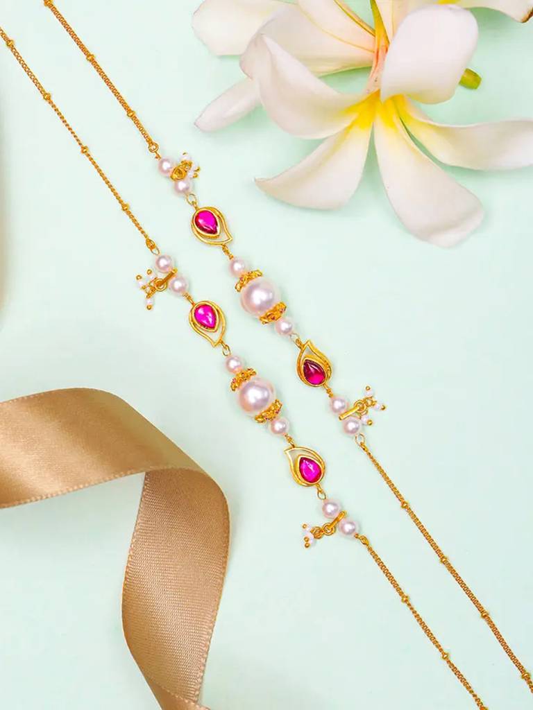 Silver Pearl Aambi Anklet : U080SO015LA0291