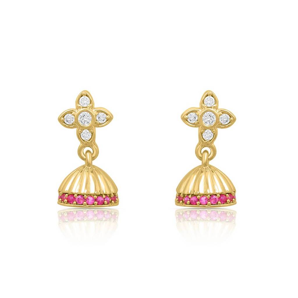 Drop Elegance Gold Plated 925 Sterling Silver Earrings : EAR-20862-G