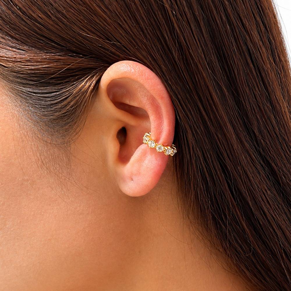 Women 18K Gold-Plated Cz Studded Classic Eternity Ear Cuff : 1011292