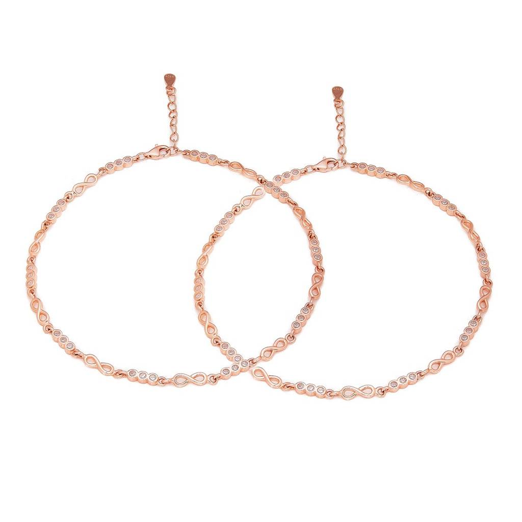 Infinite Sparkle Rose Gold-Plated 925 Sterling Silver Anklet : ANK-60333-PAIR-RG