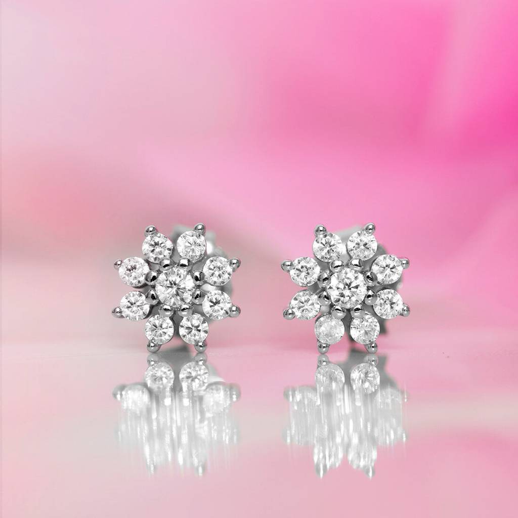 Nakshatra Floral Studs 925 Silver Earrings : EAR-20131