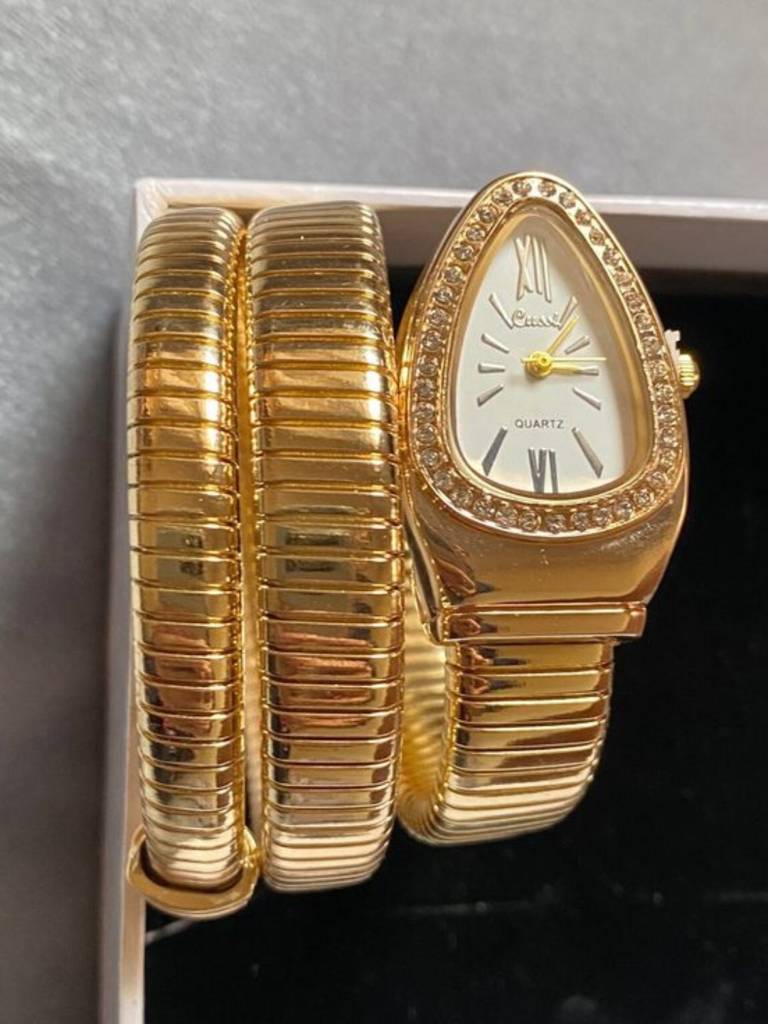 Spiral Serpenti Gold Watch-Style Bracelet With Cz Stones : WA723SSW