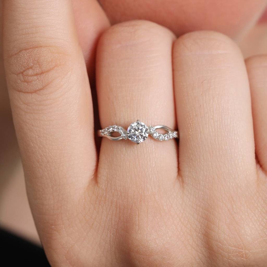 Diamond Dreams Cz Rhodium-Plated 925 Sterling Silver Female Ring (Adjustable) : RNG-40245-R