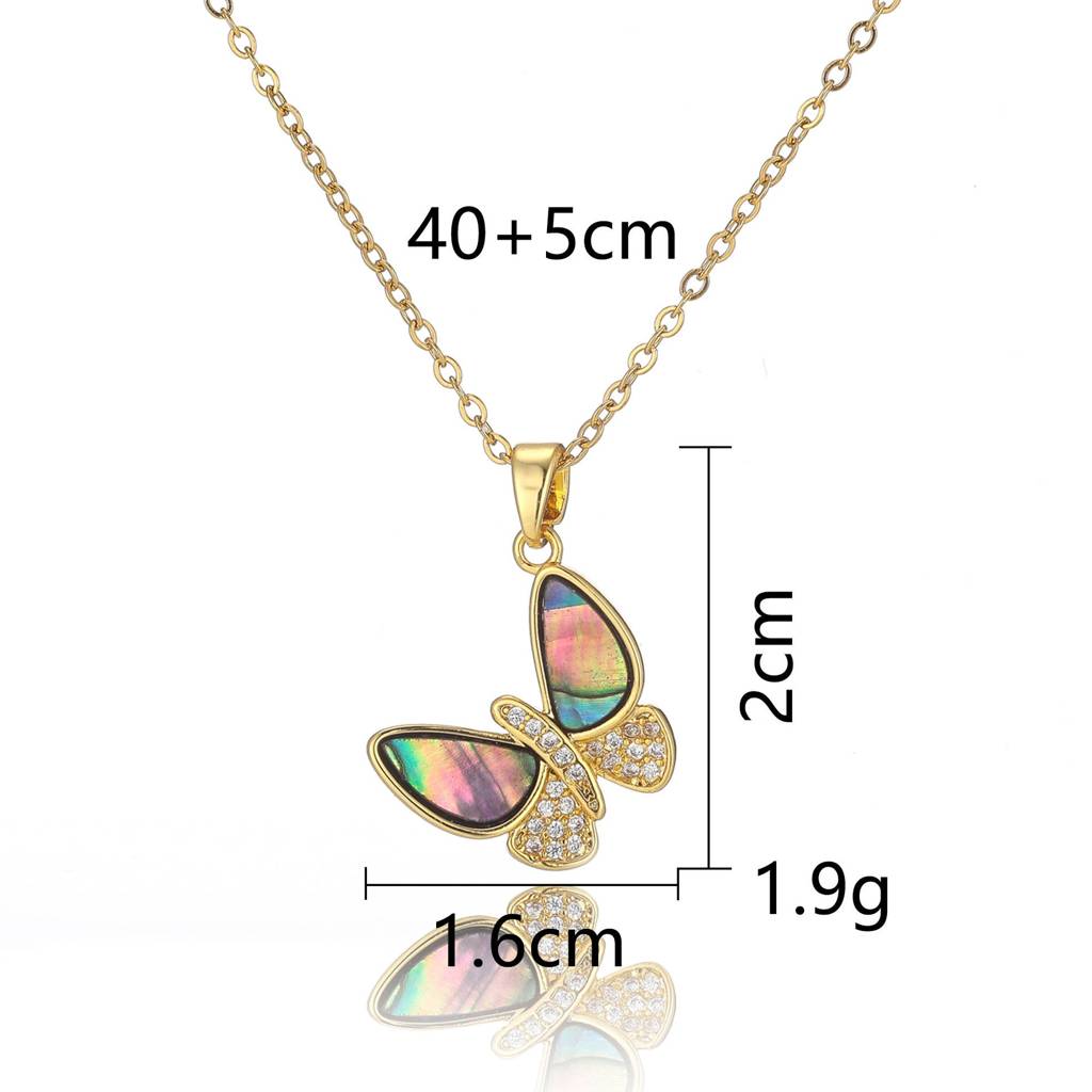 Cute Butterfly Pendant With Opal N Americian Diamond Attach With Anti Tarnish Gold Plated Chain : 118358