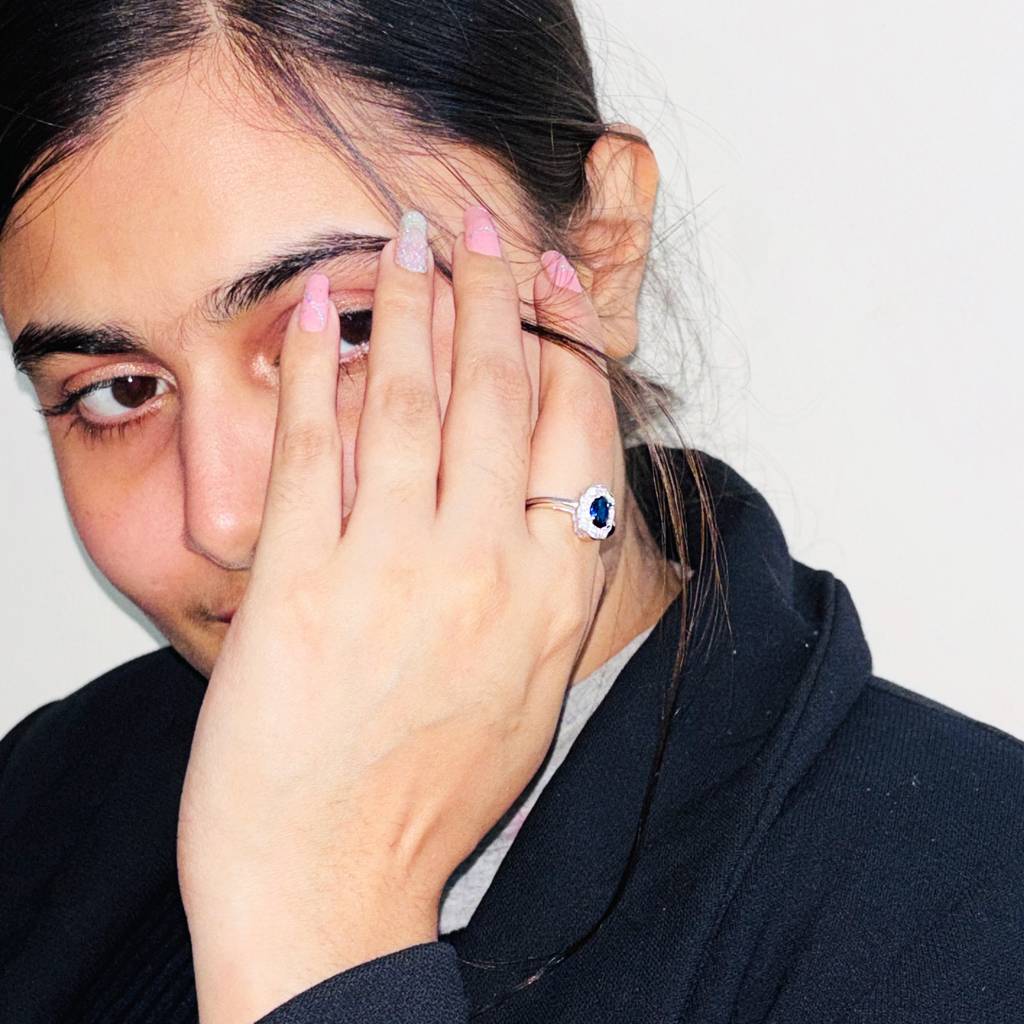 925 Silver Oval Sapphire Engagement Ring : IS-RG-PL-1092