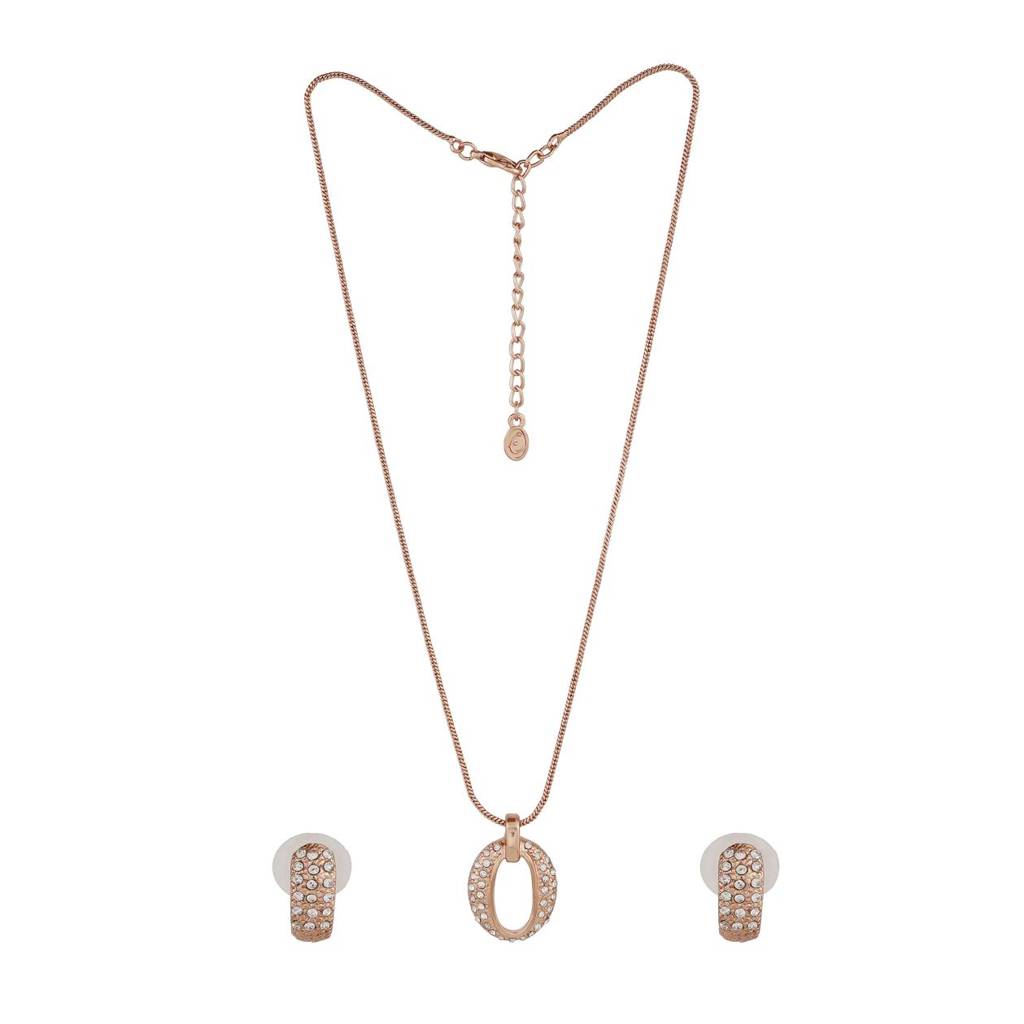 Estele Rose Gold Plated Beautiful Designer Pendant Set With Crystals For Women