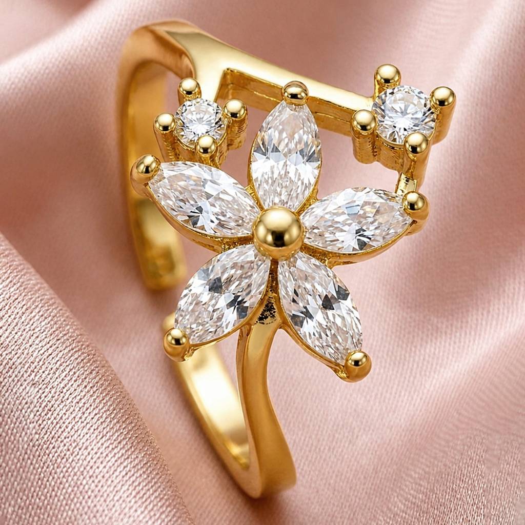 Artklim Classic Floral Spark Gold  Anti-Tarnish Ring For Women : HSPS60MB1861