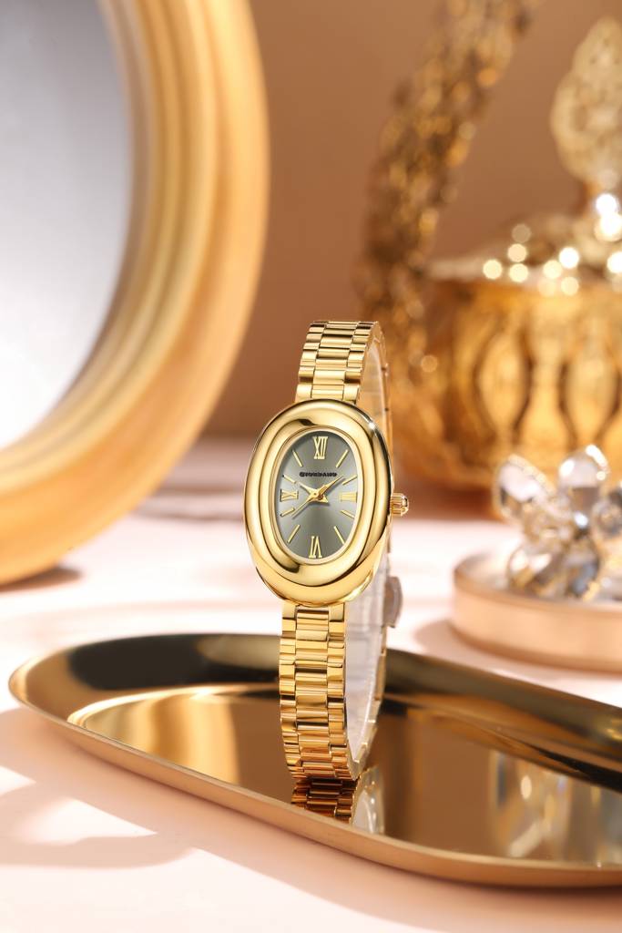 Giordano Oval Shape Dial Watch For Women – Elegant Roman Numerals, Stainless Steel Strap, Sleek Analog Design : GZ-60115-22