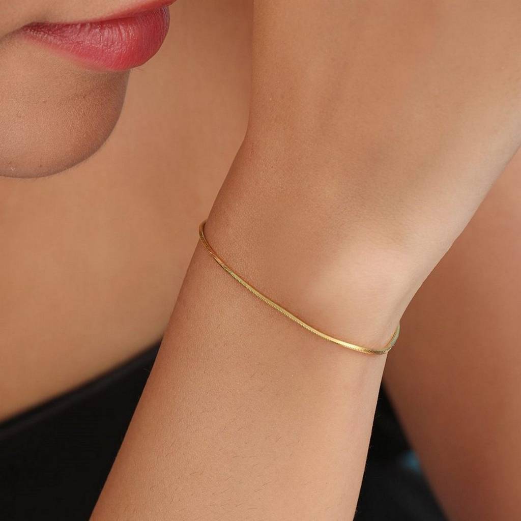 Golden Chainlink Gold Plated 925 Sterling Silver Chain Bracelet : BR-80380-G