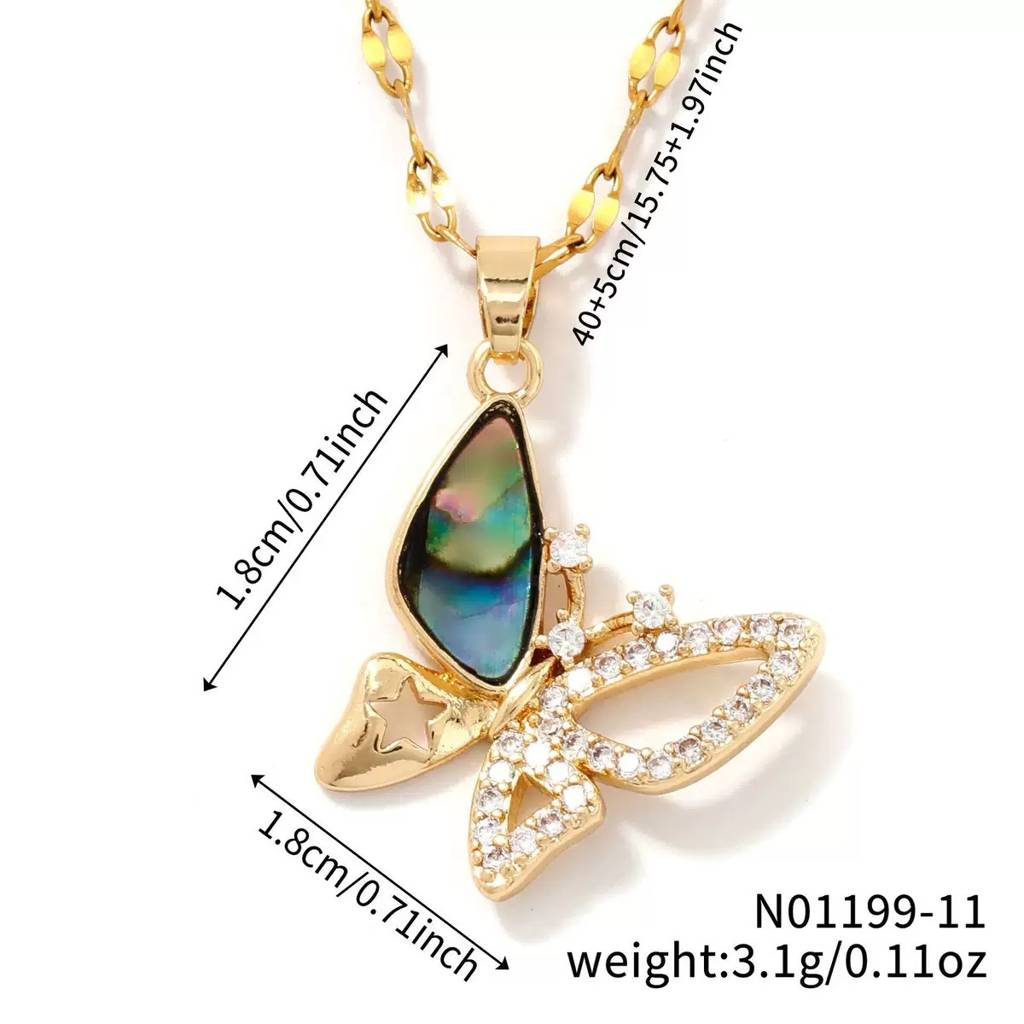 A Tiny And Cute Butterfly Design Pendant With A Golden Chain Perfect : 118356