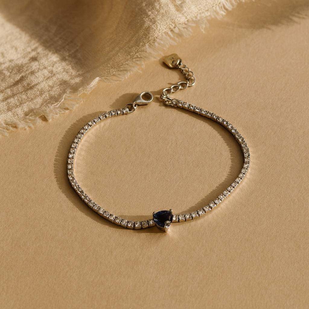 Blue Heart Diamond Tennis Bracelet : BLUEHEARTDIAMONDTENNISBRACELET
