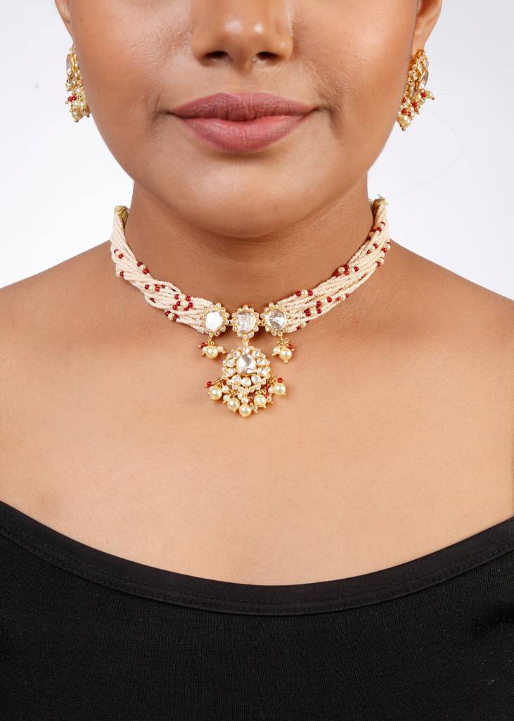 Moissanite Polki Necklace Set 11 : PJ136