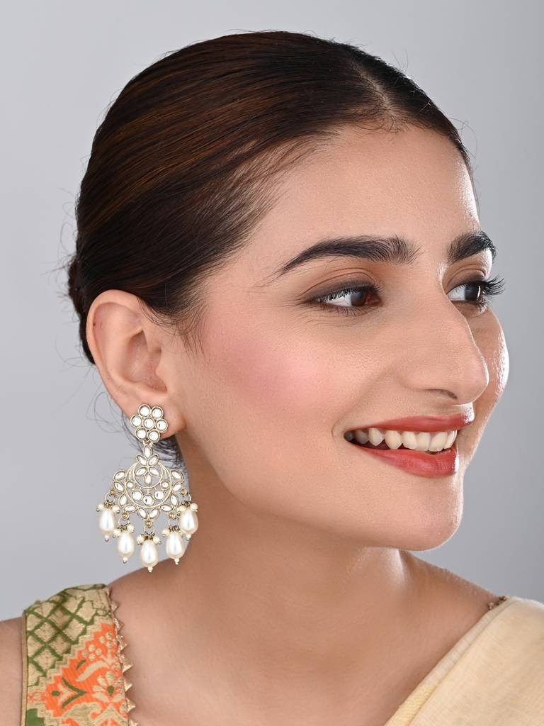 Contemporary Kundan Chandbali : S24KCER416GLD