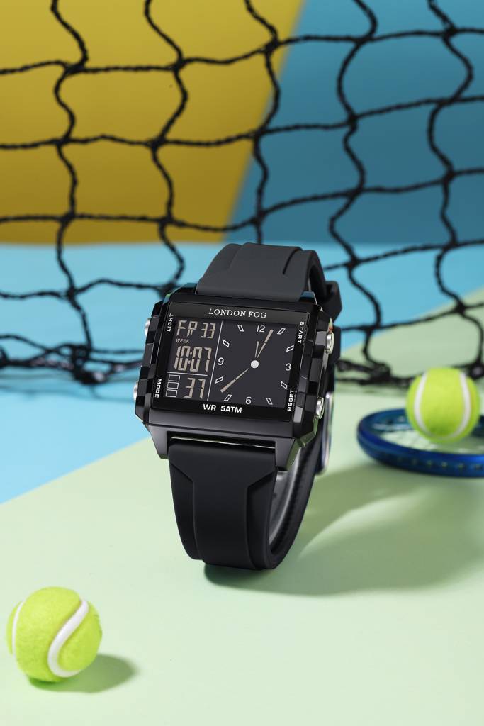Analog-Digital Quartz Watch For Men With Square Dial, Day-Date Display, Silicone Strap And Water Resistance : LFM10015-01