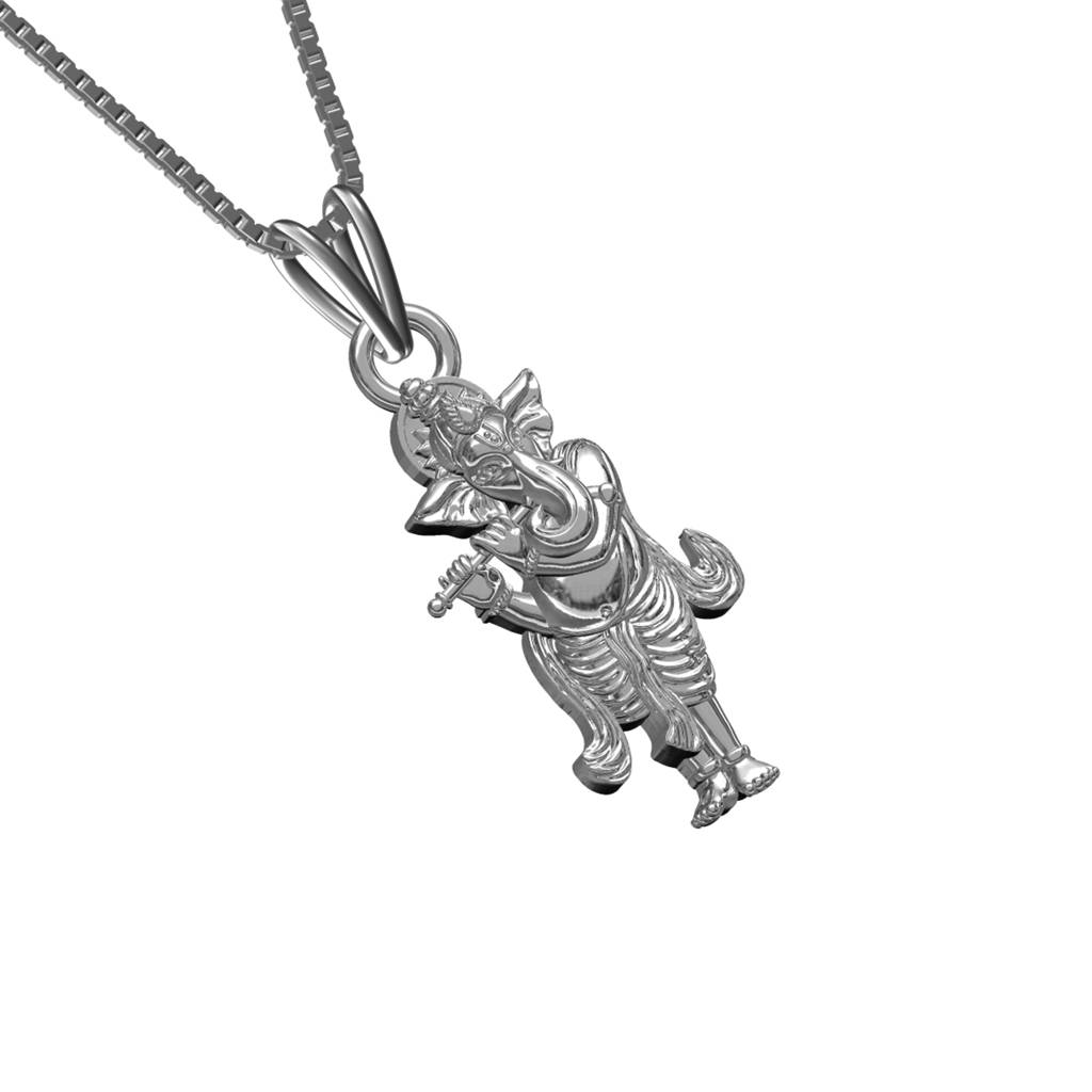 Silver Lord Ganesh Ji Gajanand Vighnaharta Design Pendant : ZLGDP-1049