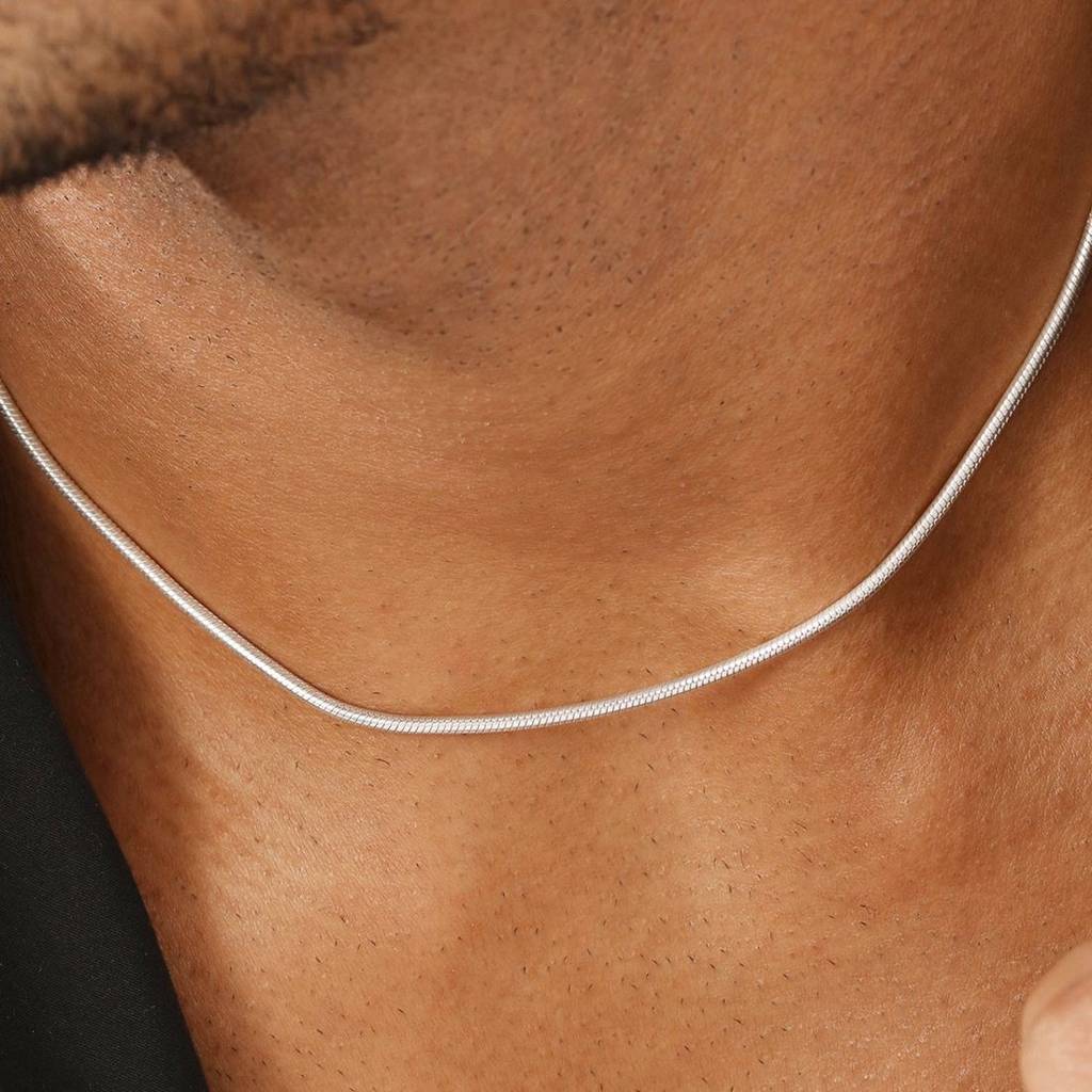 Majestic Serpent 925 Silver Plating Sterling Silver Snake Chain With For Men : CH-10038-S-22-INCH